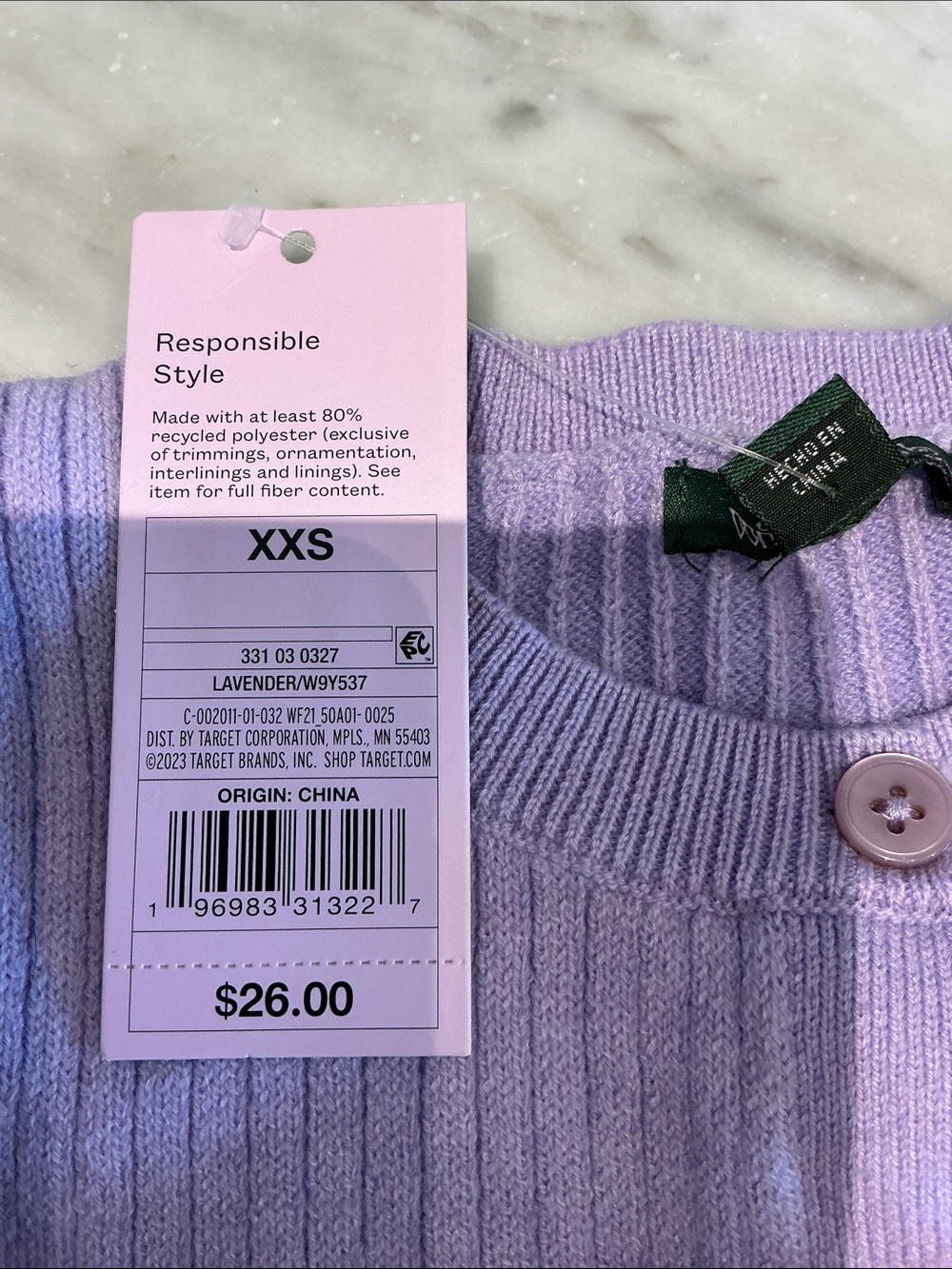 Lilac Ribbed Button-Front Women's Sweater - Picture 6 of 6